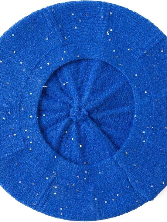 Women\'s Stylish French Lanzom Classic Knitted Beret Hats Royal Blue main image 5